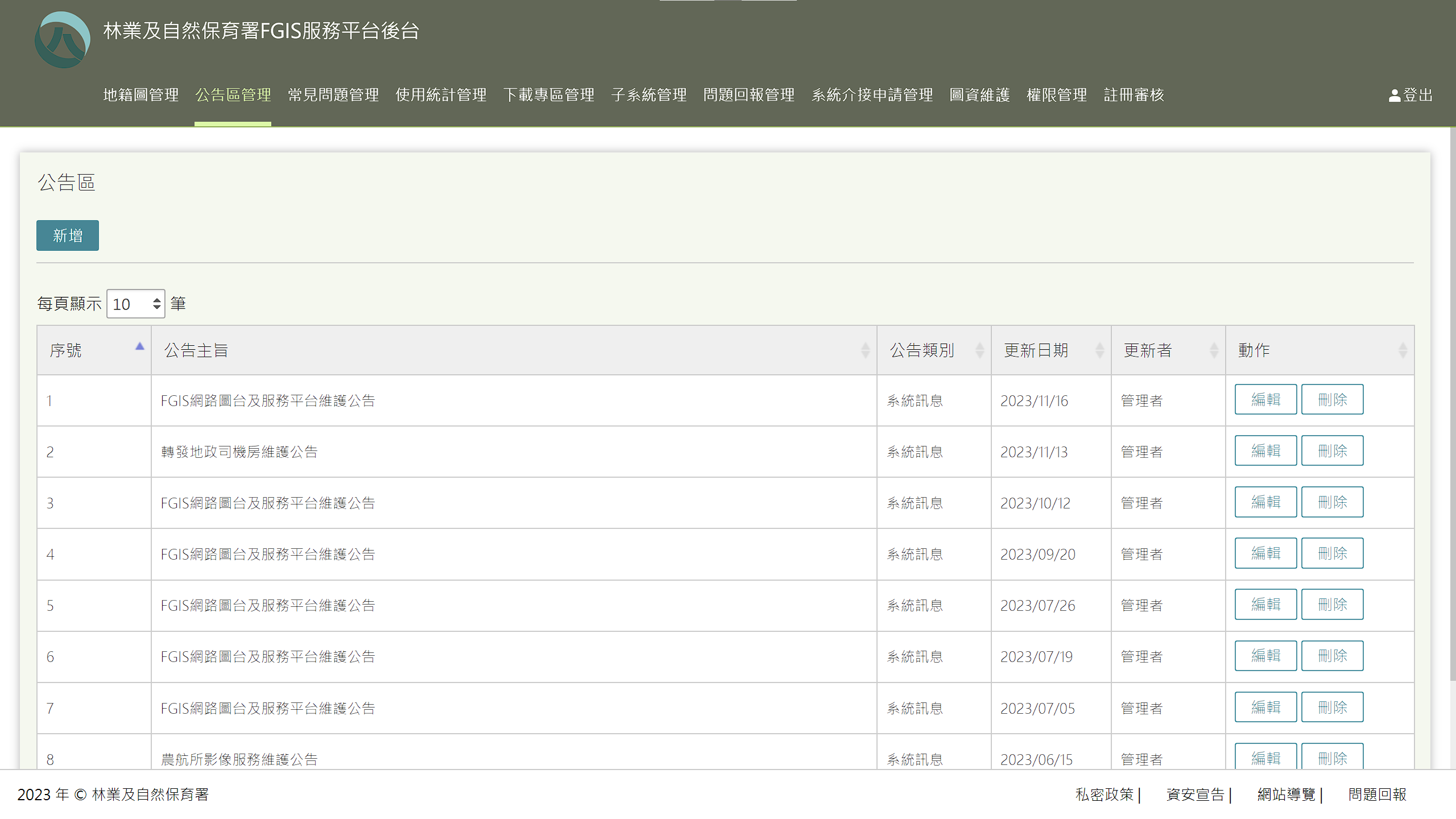 FGIS服務平台後台